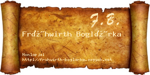 Frühwirth Boglárka névjegykártya